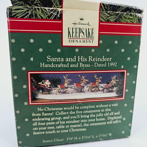 Lot of 2 Vintage 90s Hallmark Keepsake Ornaments Santa Claus & Prancer & Vixen - Picture 5 of 14